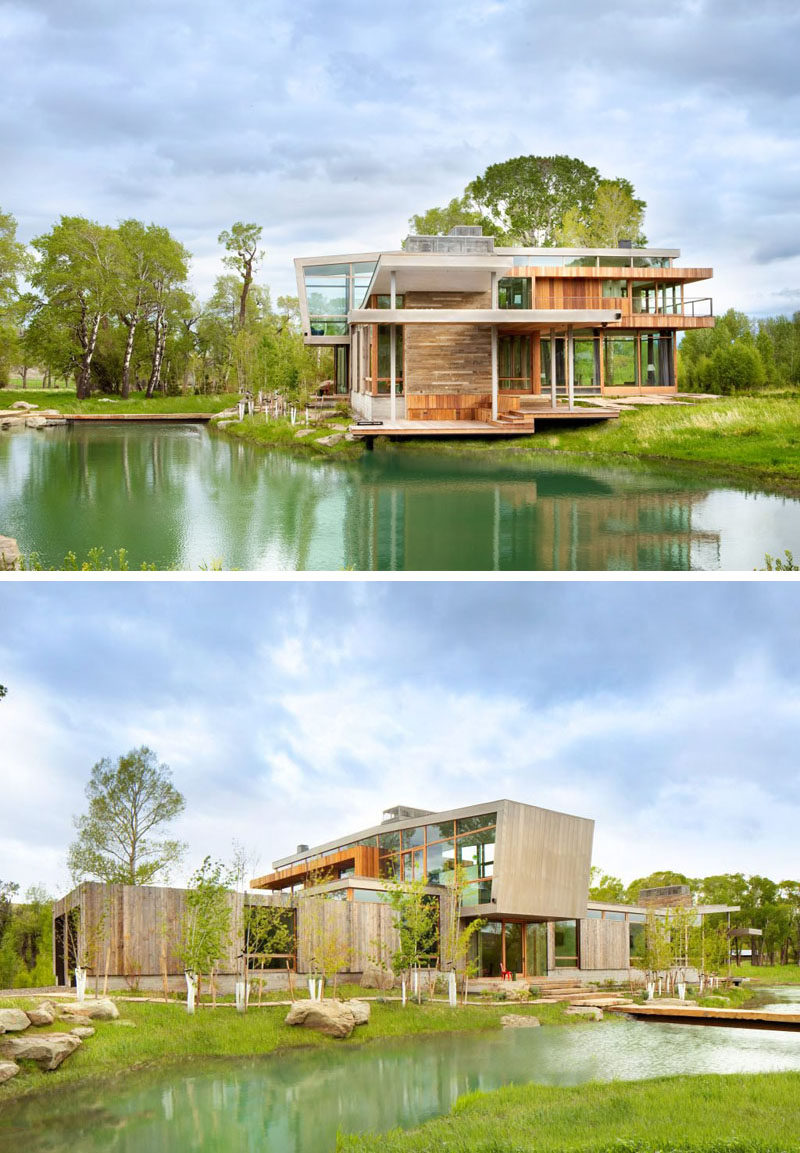 The spring fed ponds around this house provide year round water features when the river can slow to a trickle during drought cycles.