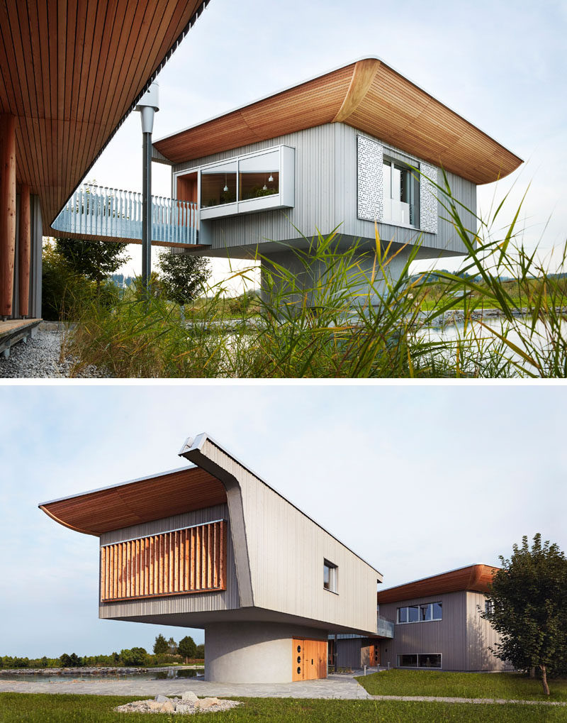 This guesthouse is attached to the main house via a bridge.