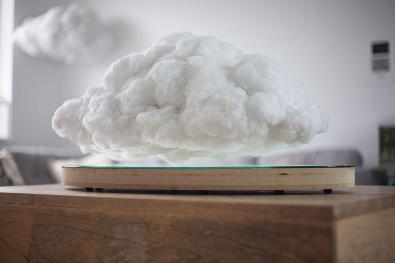 This floating cloud is a speaker that reacts with thunder and lightning depending on what's happening in the music.