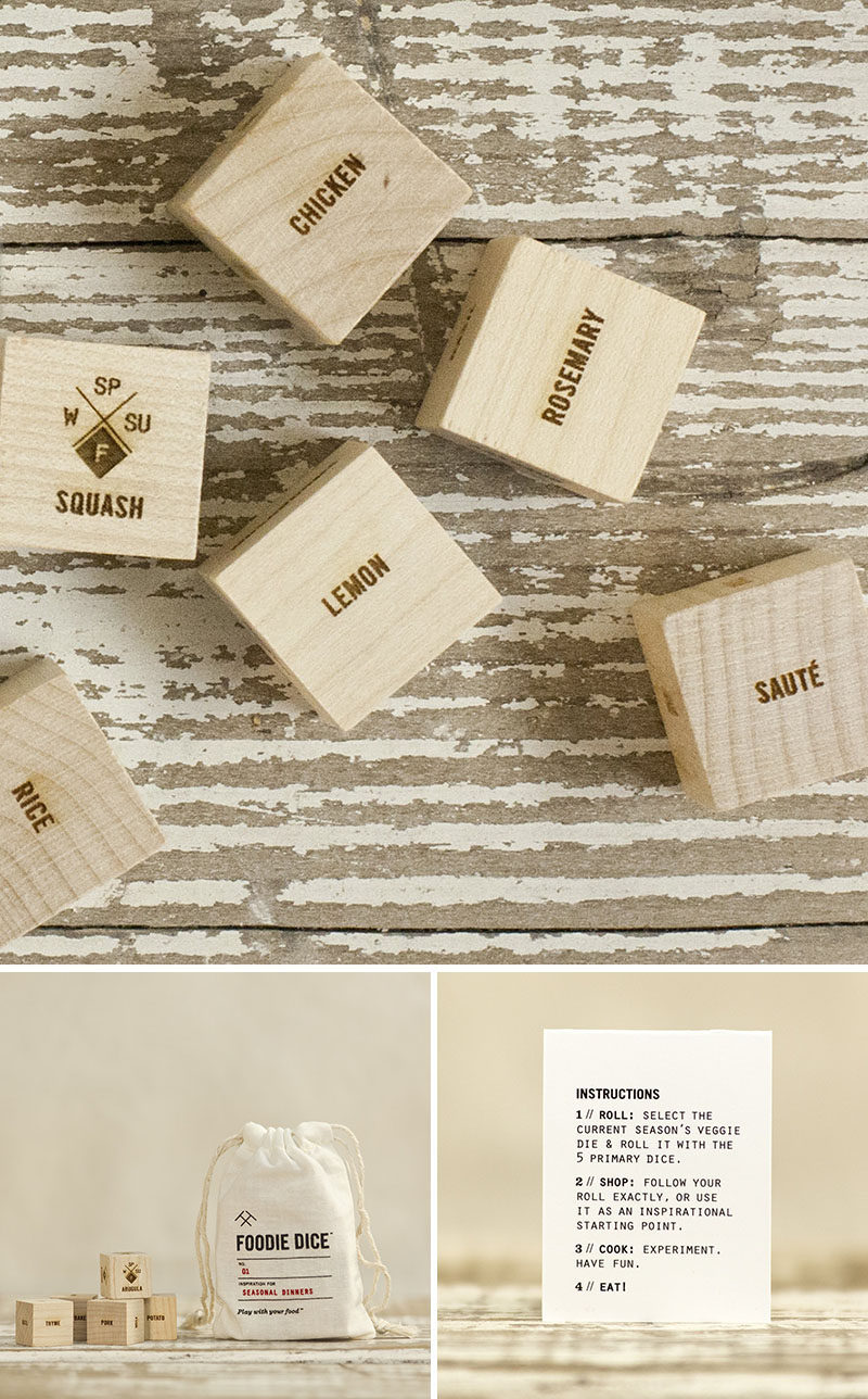 Gift Ideas For People Who Love To Cook // Foodie Dice are perfect for those who are looking for a little inspiration in the kitchen. After your roll, the dice will tell you what to make and how to make it.