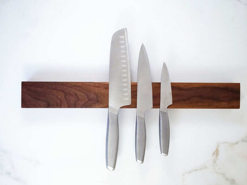 Gift Ideas For People Who Love To Cook // Knives are expensive. Keep them protected and preserved by storing them on a magnetic knife holder, like this one.