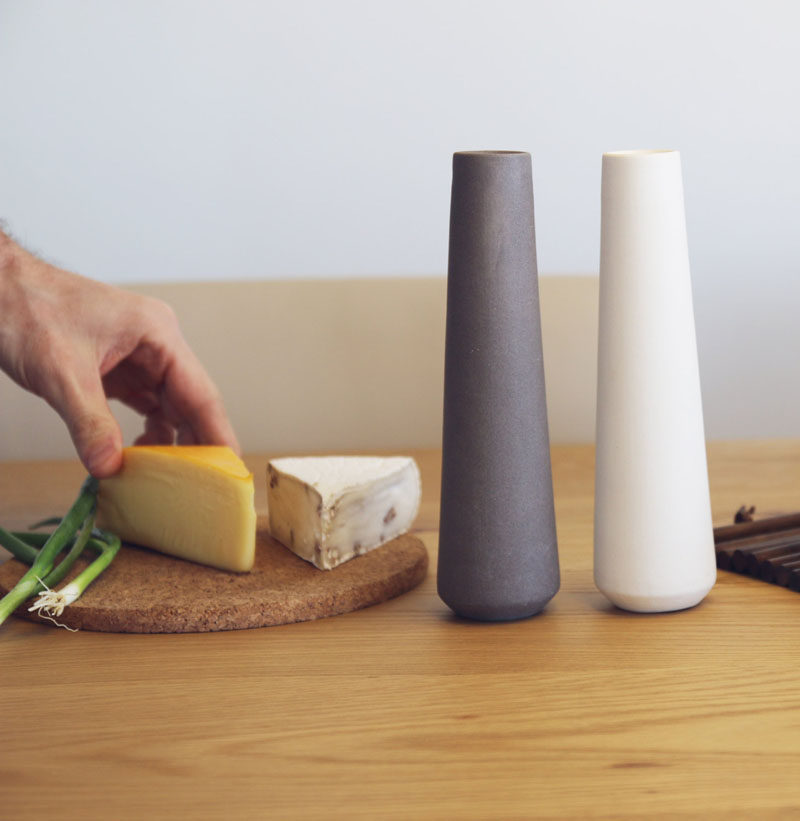 Gift Ideas For People Who Love To Cook // Flavor food in style with these modern and minimal salt and pepper shakers.
