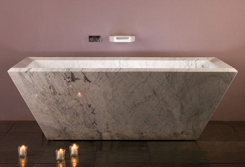 Bathroom Design Idea - 5 Ideas For Adding Marble To Your Bathroom // Marble tubs come in such a huge variety of patterns and colors that no two tubs are exactly the same meaning your marble tub also adds an element of true uniqueness to your home. 