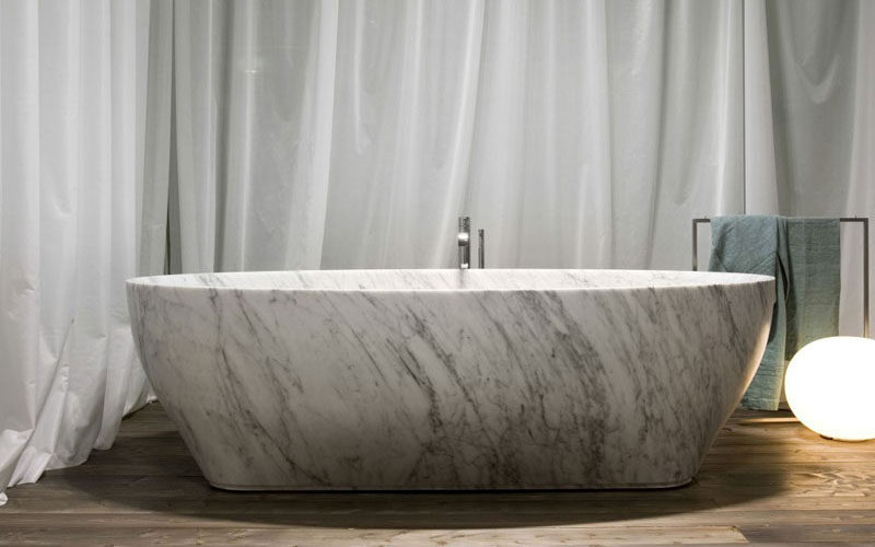 Bathroom Design Idea - 5 Ideas For Adding Marble To Your Bathroom // Marble tubs come in such a huge variety of patterns and colors that no two tubs are exactly the same meaning your marble tub also adds an element of true uniqueness to your home. 