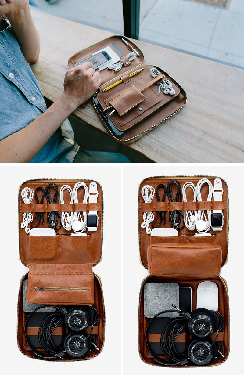 The Ultimate Gift Guide For The Modern Man (40+ Ideas!) // A Leather Cord And Device Organizer