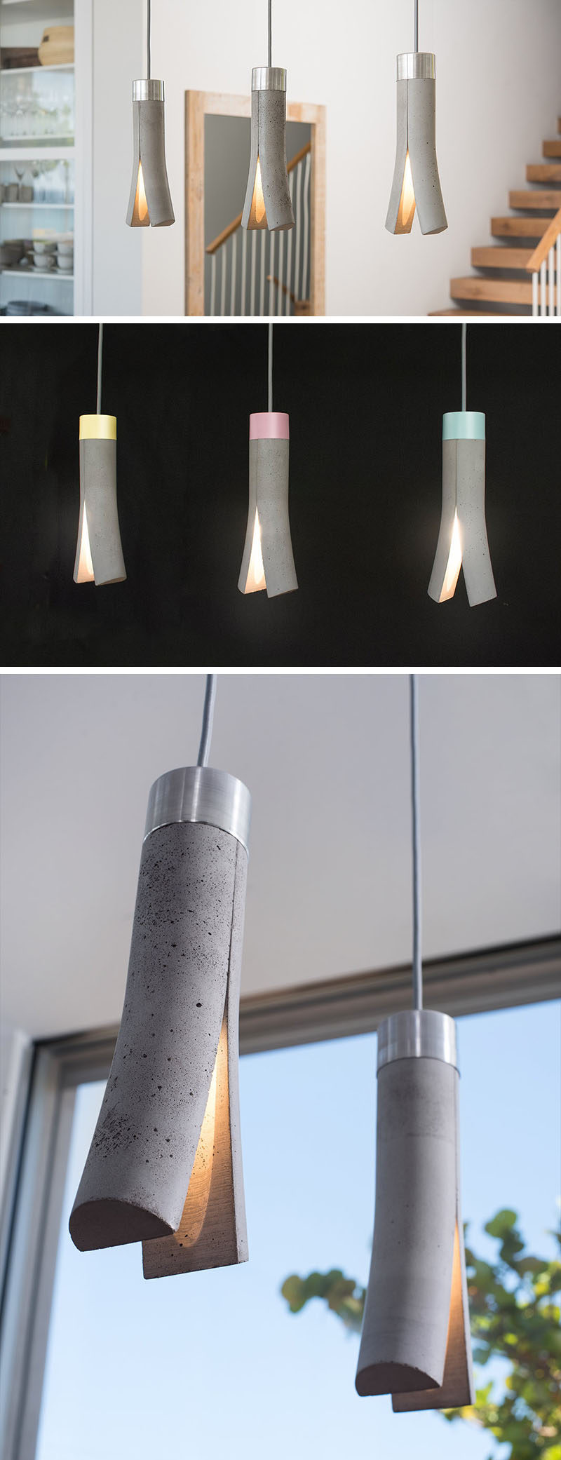 This Modern Concrete Pendant Light Looks Like It's Been Split In Two