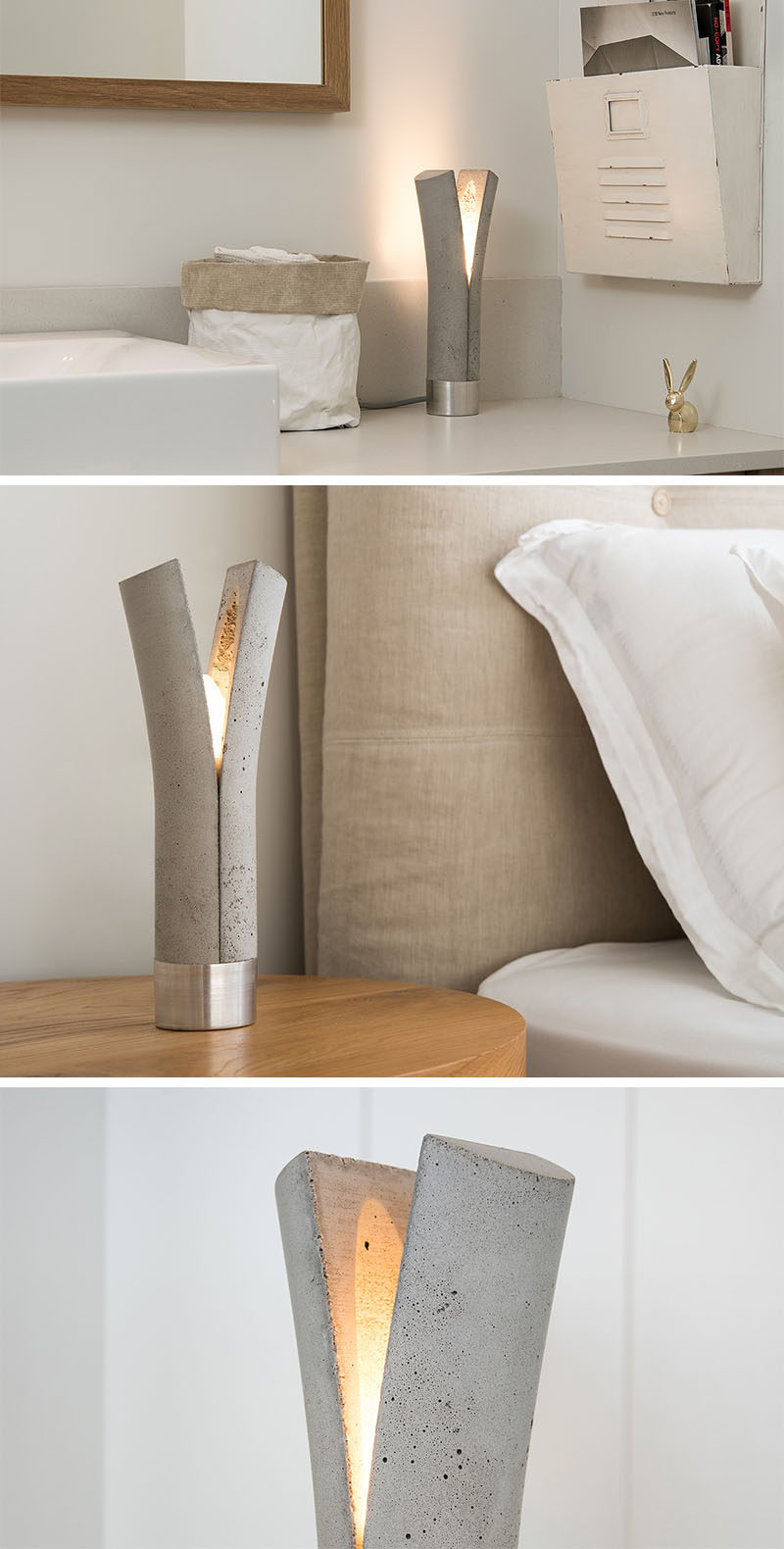 This Modern Concrete Table Lamp Looks Like It's Been Split In Two