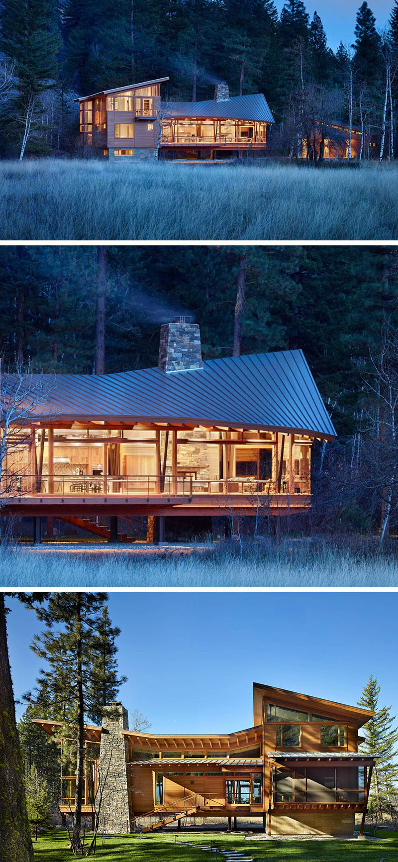 20 Awesome Examples Of Pacific Northwest Architecture // This house has been designed with a curved roof to direct rain water and has been partially elevated to make sure that water doesn't damage the home.