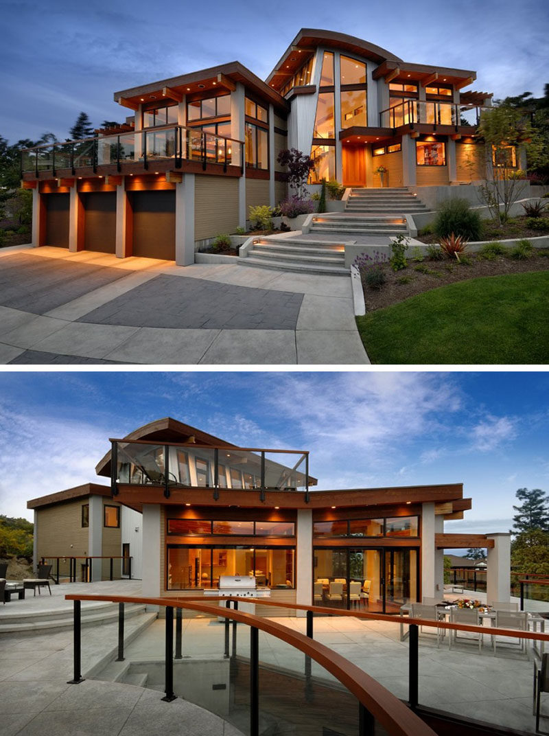 20 Awesome Examples Of Pacific Northwest Architecture // This Canadian house features a combination of wood and concrete, deep over hanging eaves, large glass windows, and a post and beam structure, all of the characteristics you'd expect to find on a contemporary home in the Pacific Northwest.