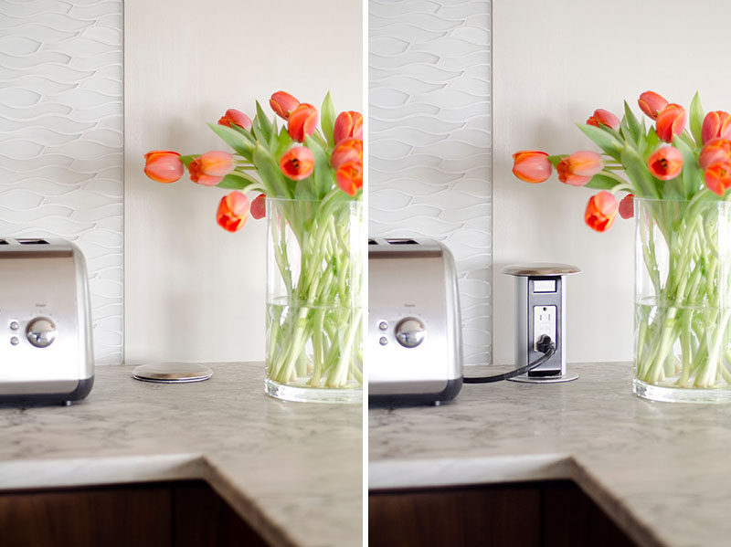 Kitchen Design Idea - Install A Pop Up Outlet Directly Into Your Countertop