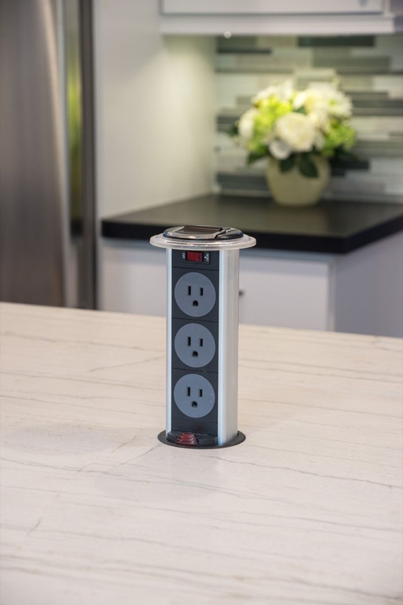 Kitchen Design Idea - Install A Pop Up Outlet Directly Into Your Countertop