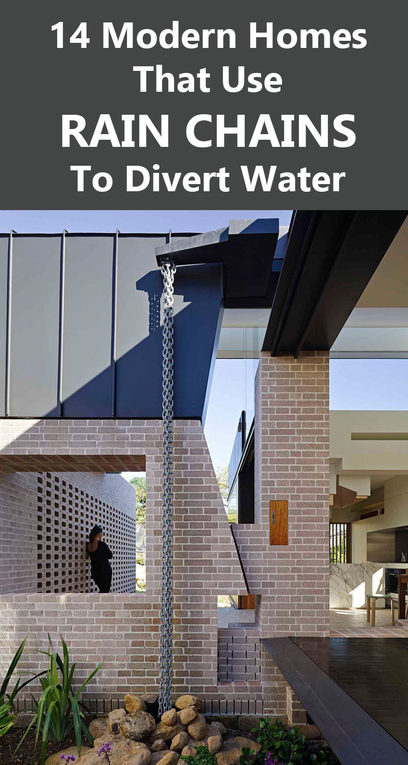 14 Modern Homes That Use Rain Chains To Divert Water