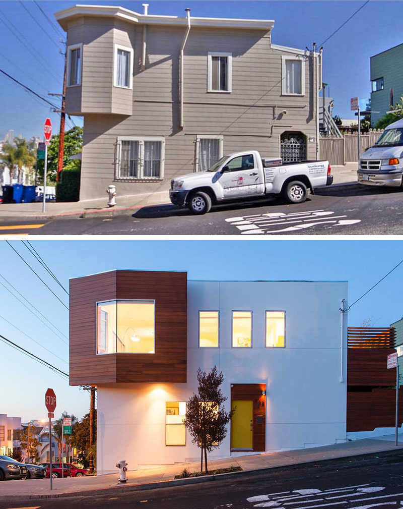 House Renovation Ideas - 17 Inspirational Before & After Projects // This existing duplex in San Francisco was transformed into a modern house with a more angular design.