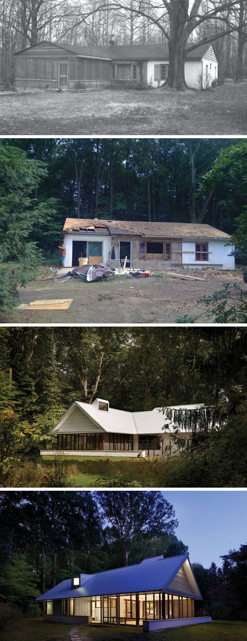 House Renovation Ideas - 17 Inspirational Before & After Projects // An old abandoned cabin in the woods was rescued and transformed into a modern escape from reality.