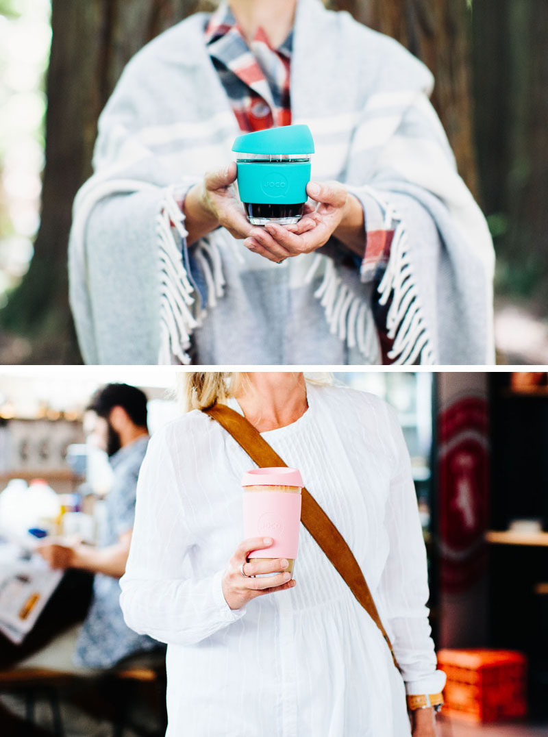 Gift Ideas For Tea Drinkers // Perfect for people who like to enjoy their tea on the go, these travel mugs are made from thick glass and have insulating silicone lids and sleeves to keep your drink at just the right temperature.