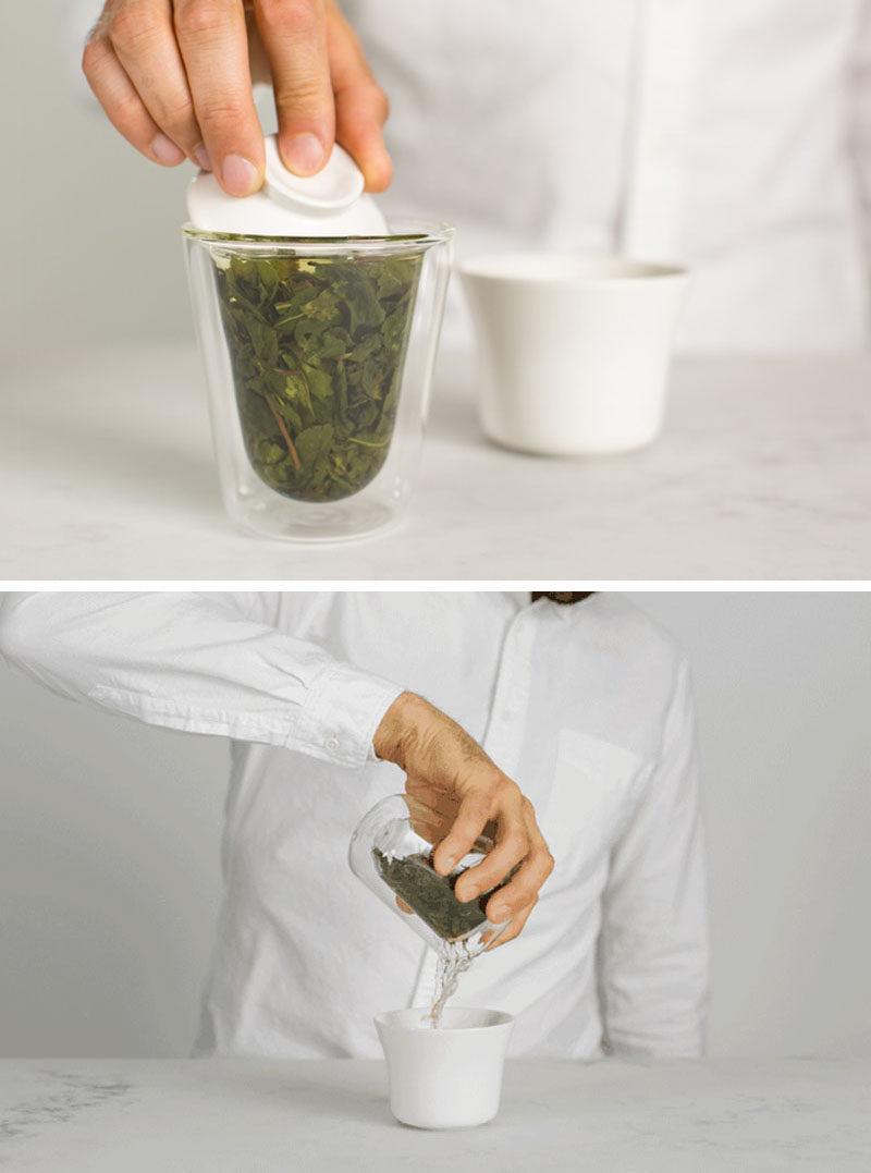 Gift Ideas For Tea Drinkers // Brew a strong cup of tea in this simple glass cup that puts you in control of the entire tea making process.