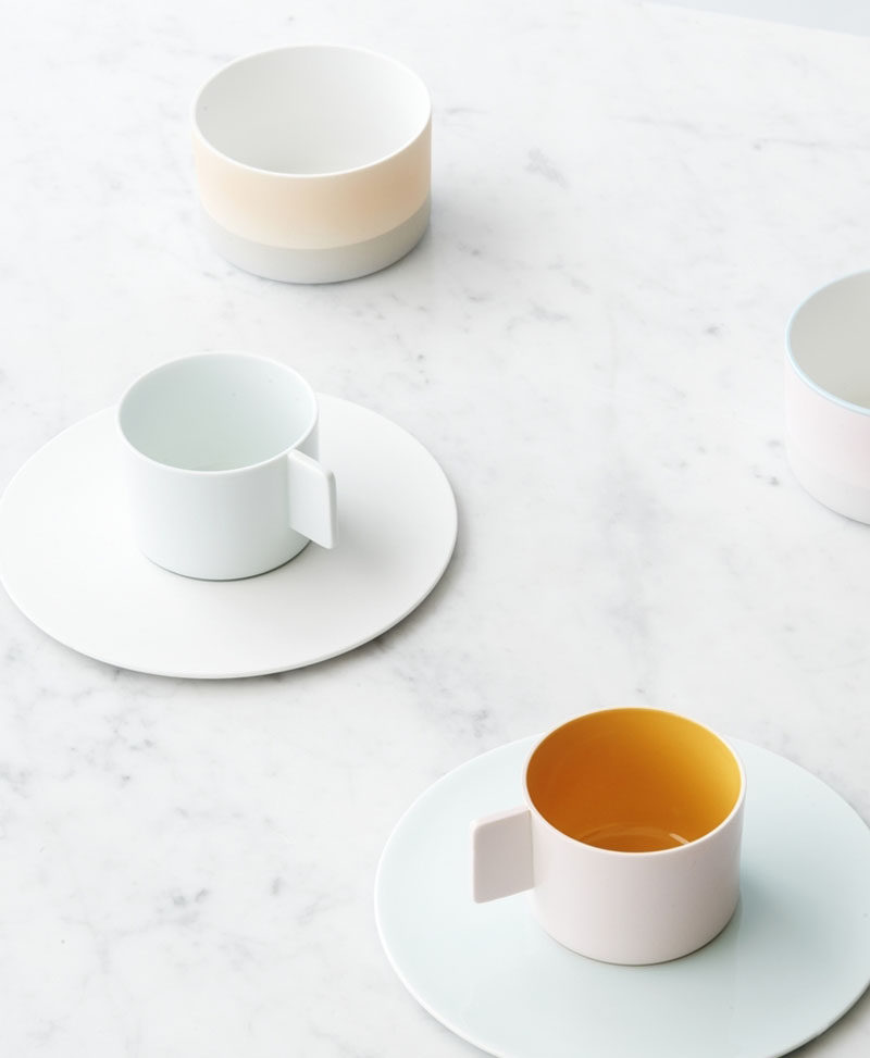 Gift Ideas For Tea Drinkers // Soft colors add a subtle touch of fun to these contemporary porcelain teacups and saucers.