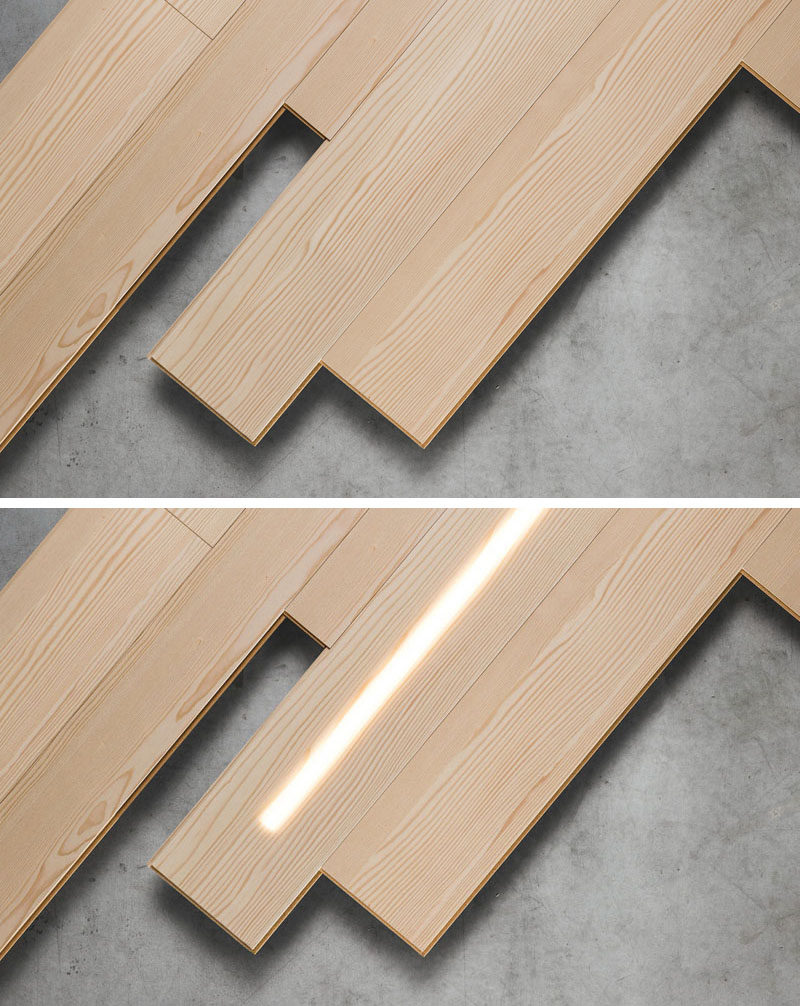 LED Lighting is hidden within these wooden wall panels.