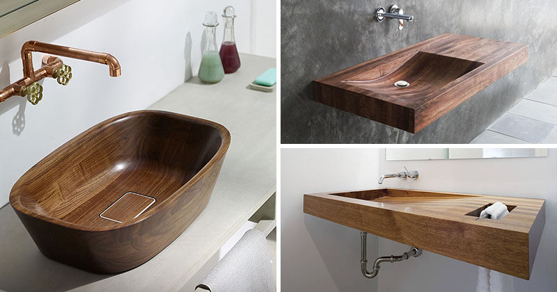 Bathroom Design Idea - Install Wood Sinks For A Natural Touch