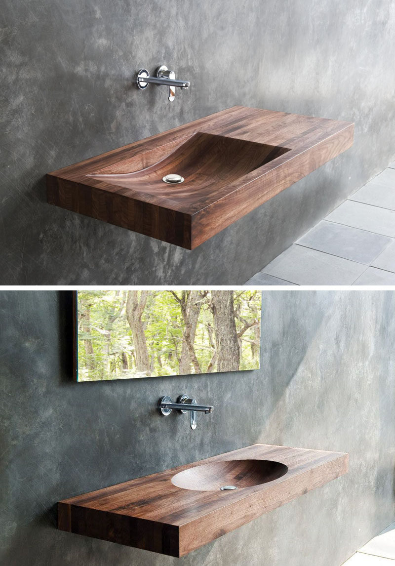 Bathroom Design Idea - Install Wood Sinks For A Natural Touch