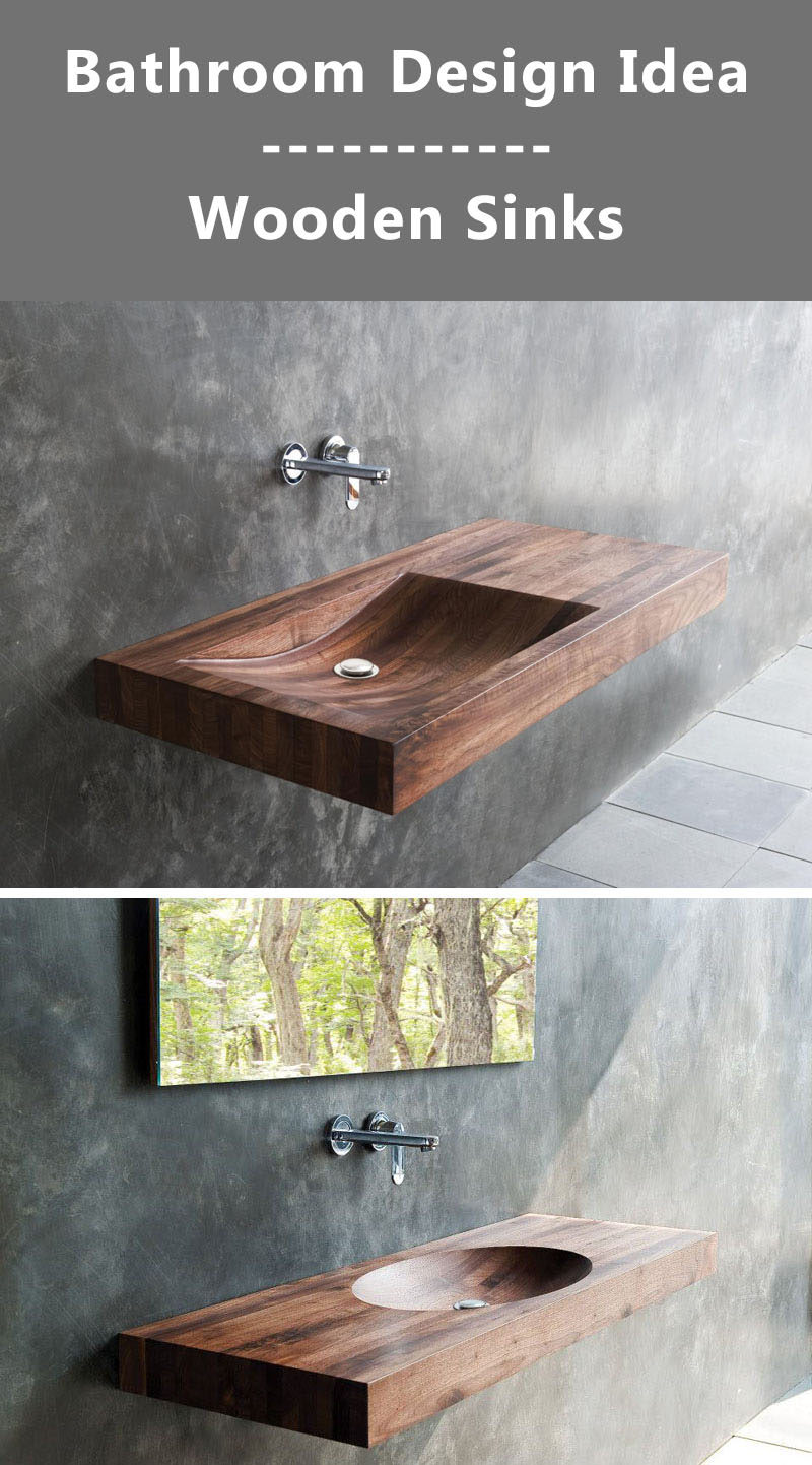 Bathroom Design Idea - Install Wood Sinks For A Natural Touch