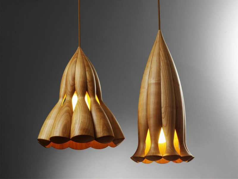 15 Wood Pendant Lights That Add A Natural Touch To Your Decor // These smooth wood artistic lamps were inspired by jellyfish.