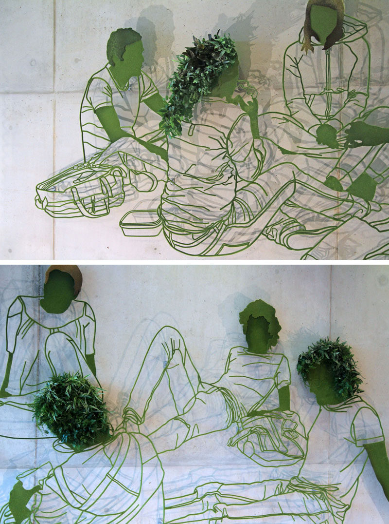 Sculptor Frank Plant has created a large steel and plant based drawing for the wall of a university in the Netherlands.