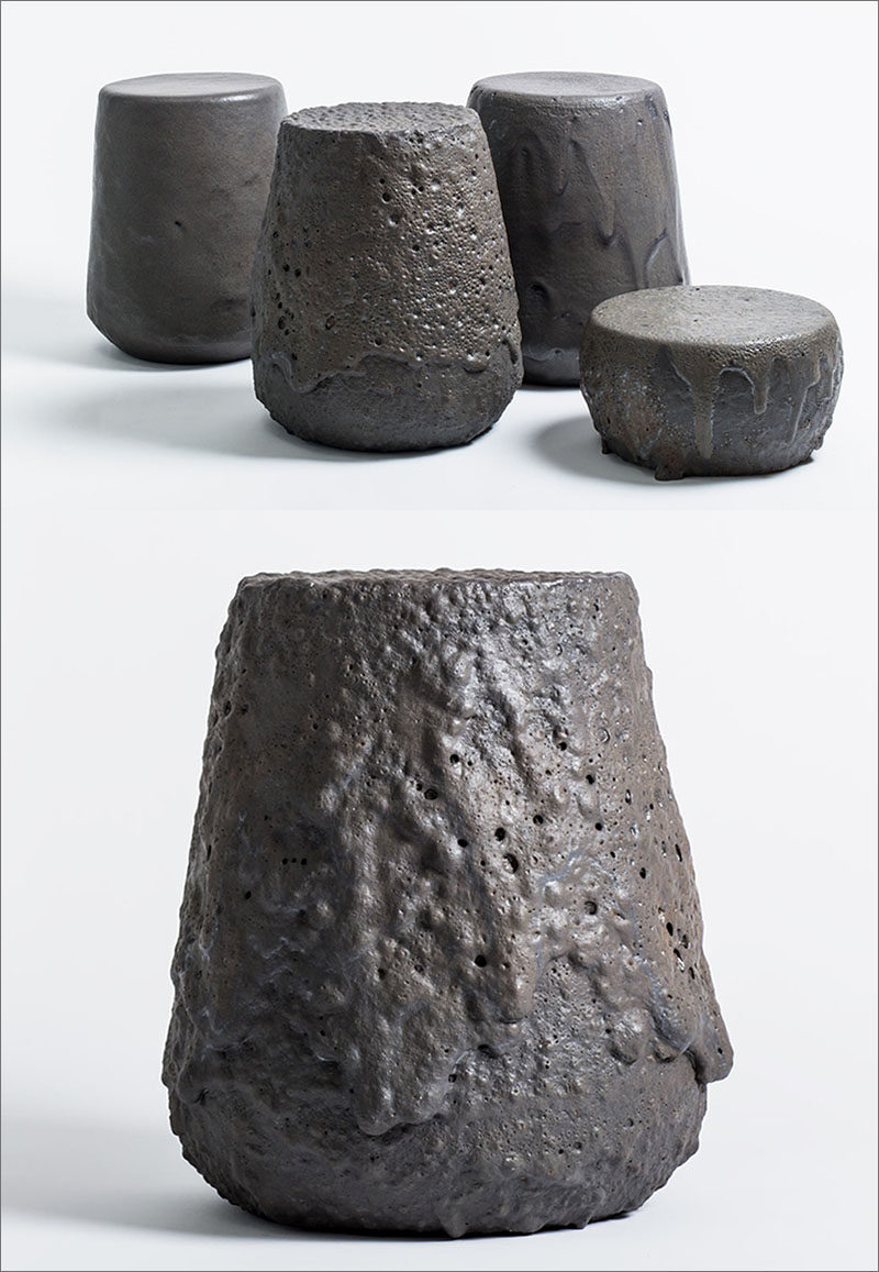 Chilean design studio gt2P (great things to People), have launched their latest collection, named "Remolten N°1: Revolution Series”, a group of stools that have been created using real lava.