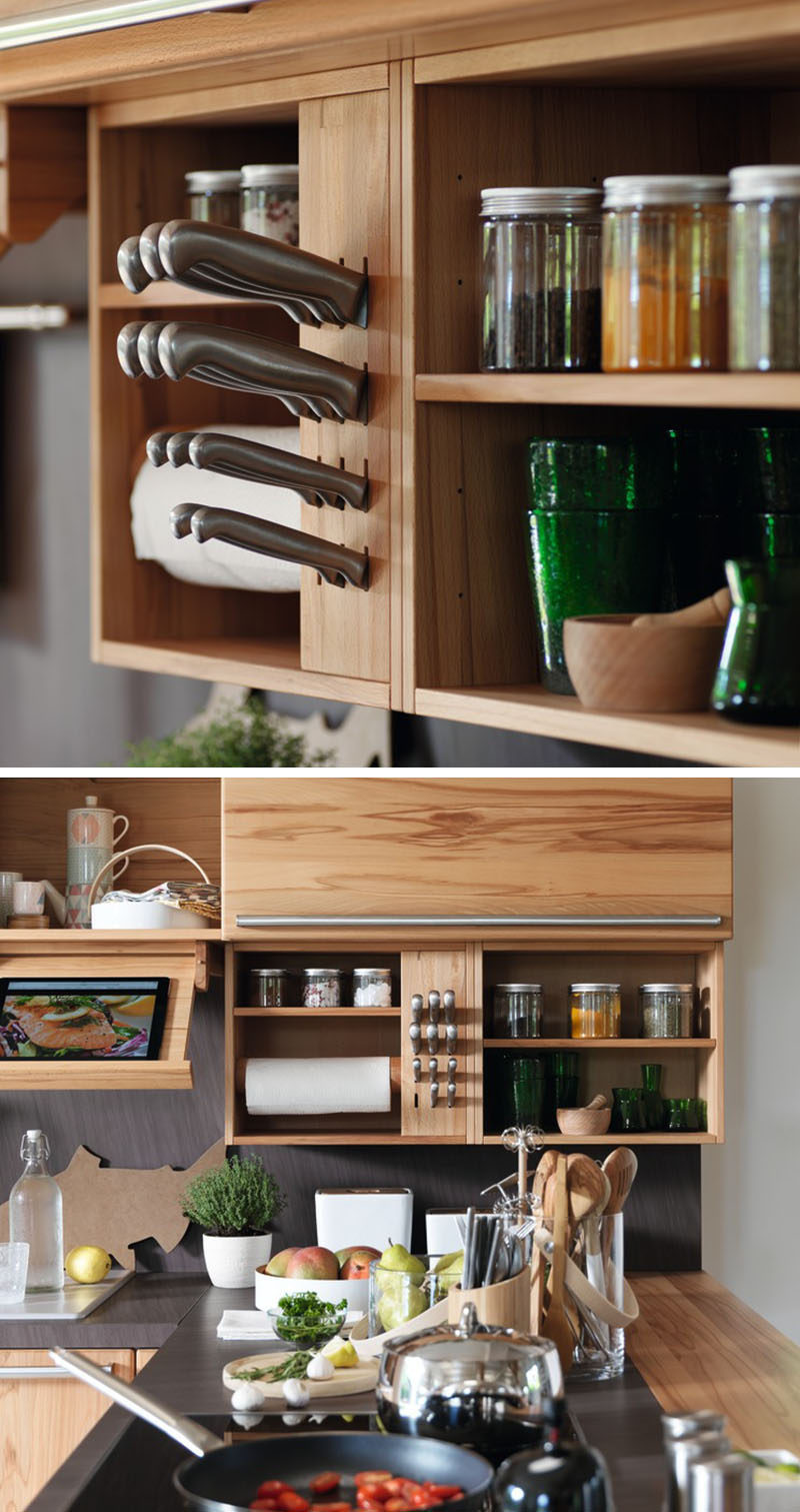 Kitchen Design Idea Include A Built In Knife Block