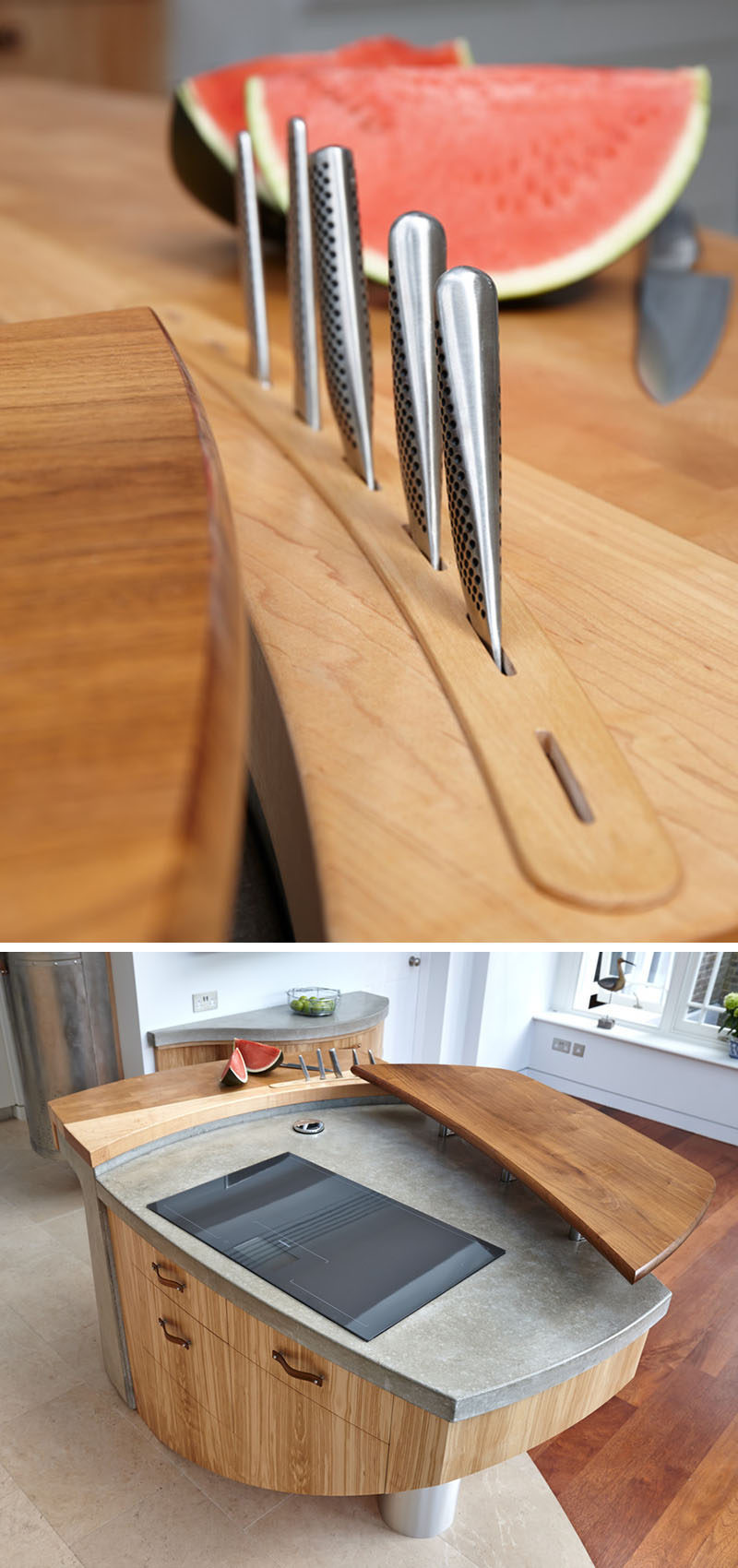 Custom Wood Countertop Options - Knife Storage