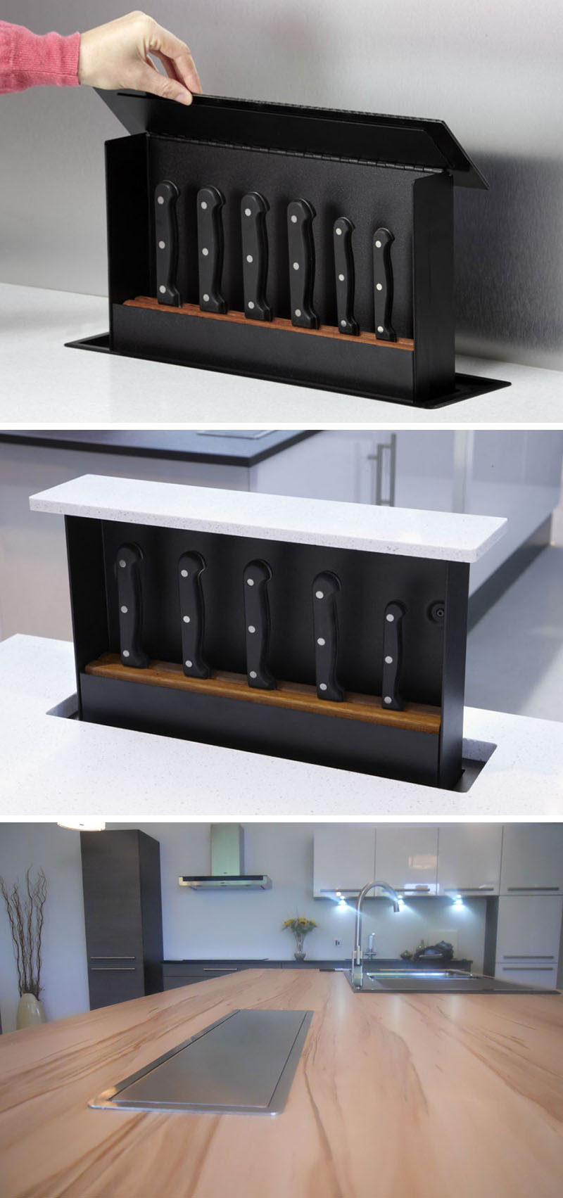 Custom Wood Countertop Options - Knife Storage