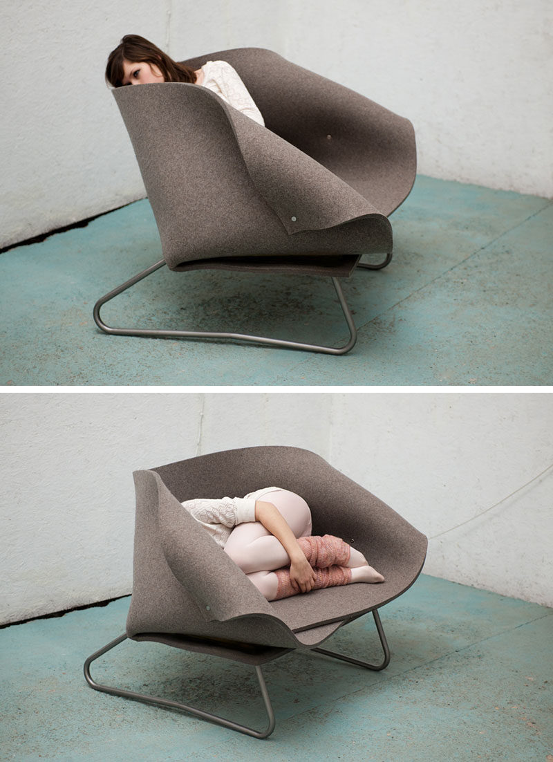 12 Comfy Chairs Perfect For Relaxing In // Folds of felt surround you and move to perfectly fit your body no matter how you configure yourself in the chair.