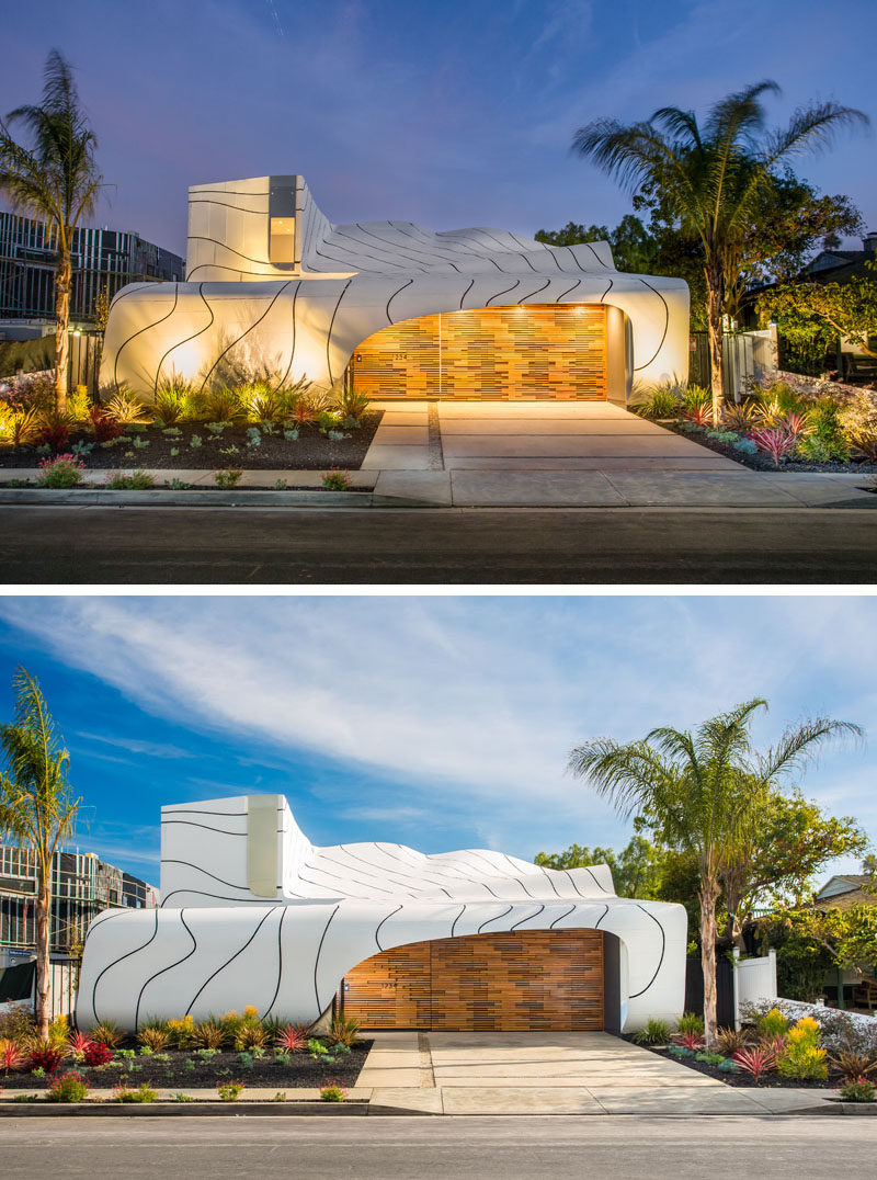 Designer, builder and artist Mario Romano, has completed 'The Wave House', a home in Venice, California, that features a cascading white aluminum skin.