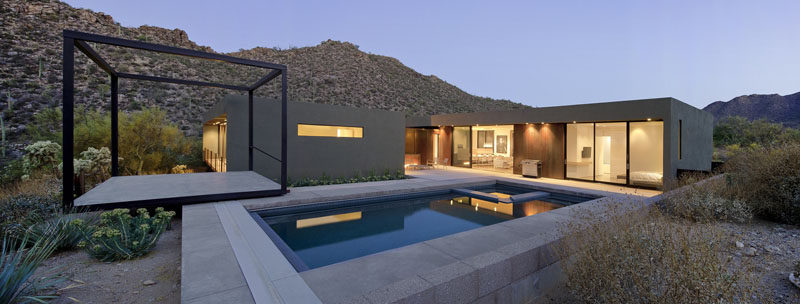 Ibarra Rosano Design Architects designed this contemporary home in Marana, Arizona, that appears to hover above the desert floor so as to not disturb the surrounding natural environment.