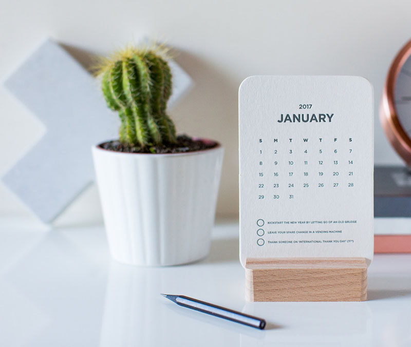 15 Host(ess) Gifts To Make You The Favorite Guest // Take one more thing off your host's mind by giving them a desk calendar for the new year. A small simple one like this ensures it works with the decor they have in their office and helps them get organized in the new year.