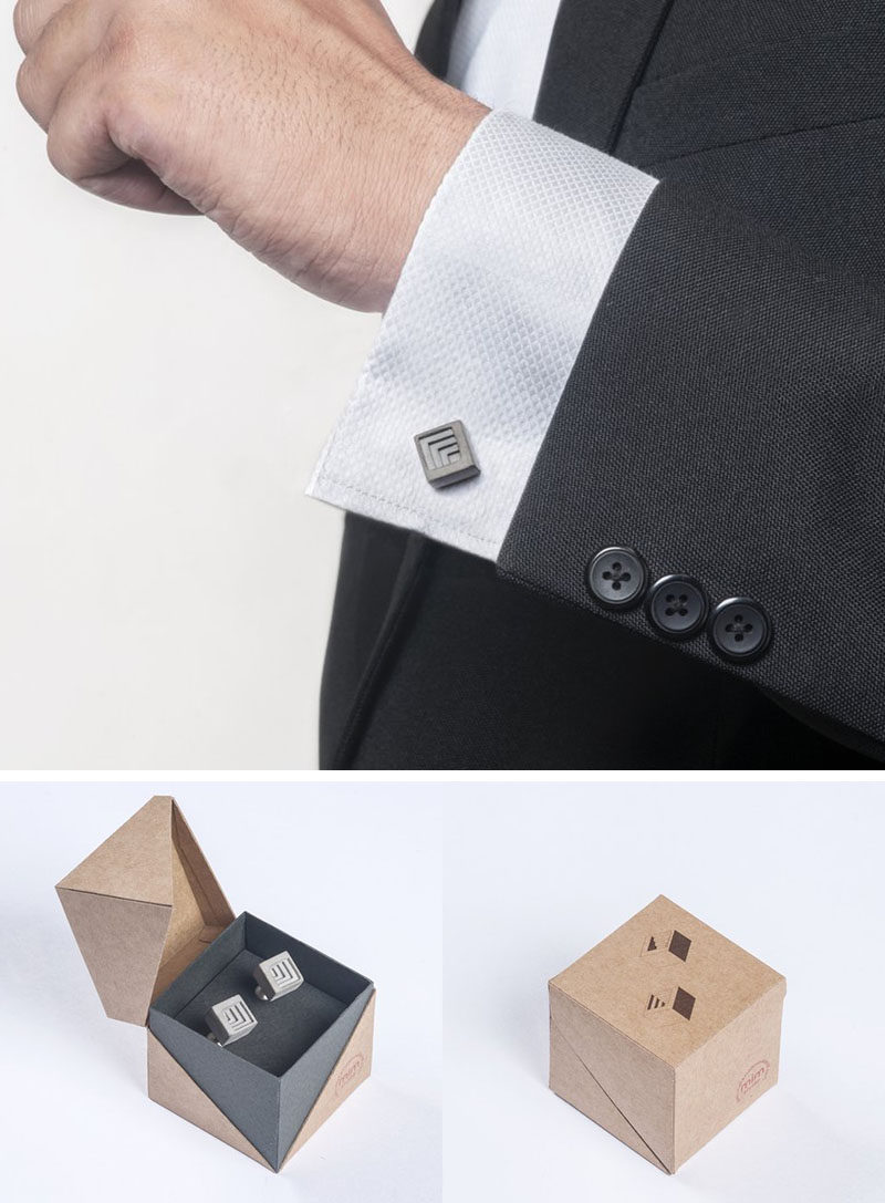 Concrete cuff links show that your architect has style when it comes to both fashion and design. #GiftIdeas #Architect #InteriorDesigner #ConcreteCuffLinks #CuffLinks