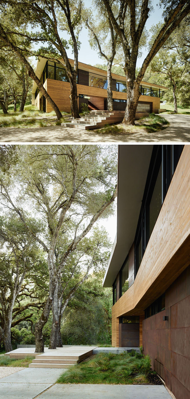 Sagan Piechota Architecture have designed this contemporary home nestled between the trees of Carmel Valley in California.