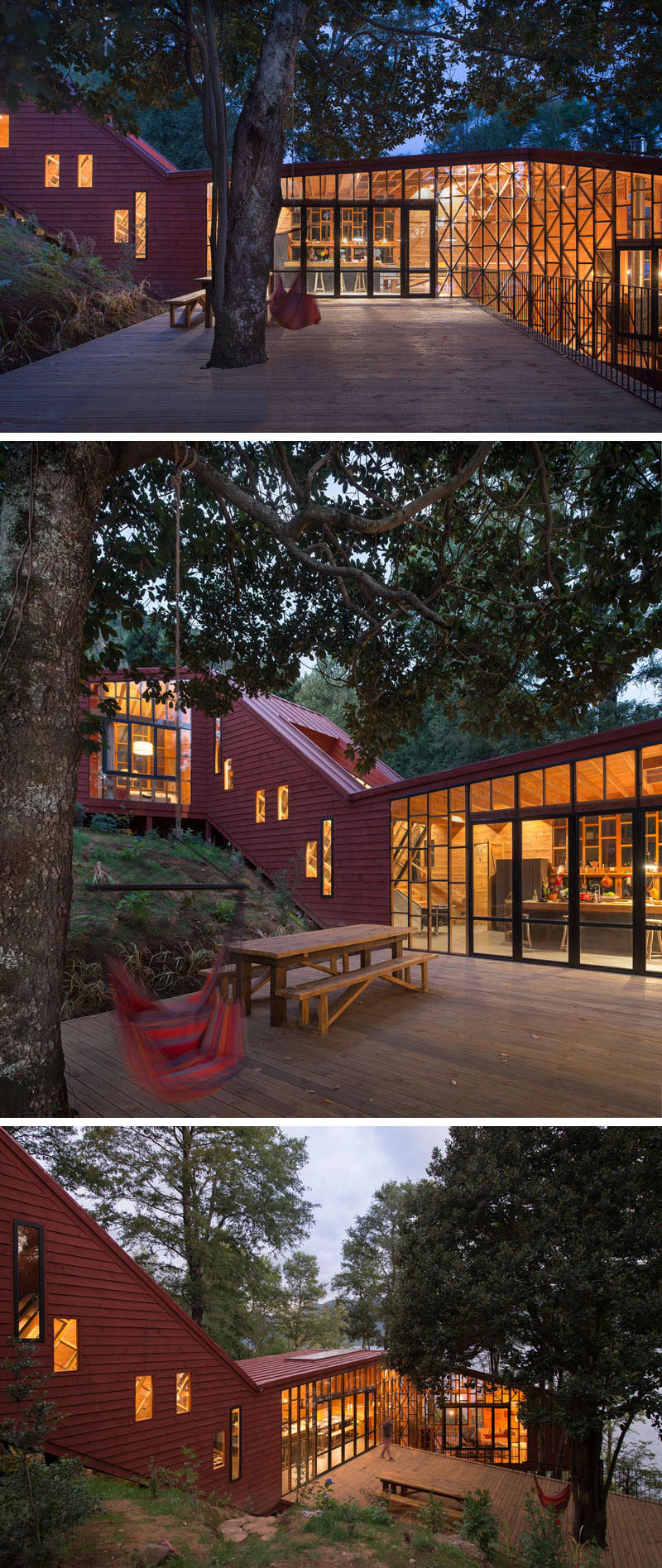 This home has a large deck just of the kitchen, that's been built around a tree and provides a space for outdoor dining and entertaining.