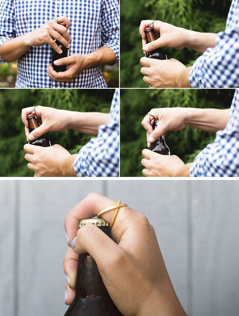 Essential Kitchen Tools - 10 Unique Beer Bottle Openers // Bottle opening rings ensure that if you go somewhere that doesn't have a real bottle opener you can still access the contents of your bottle.