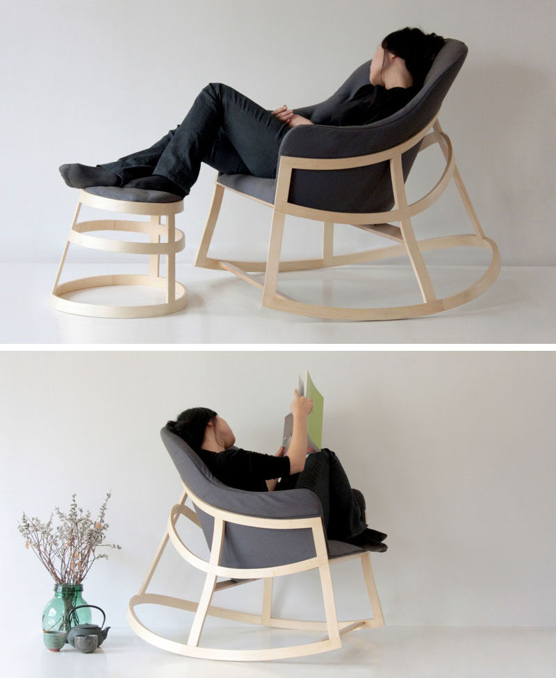 The minimal design of this modern rocking chair makes it the perfect addition to any reading corner. #ModernRockingChair #RockingChair #SeatingDesign #FurnitureDesign