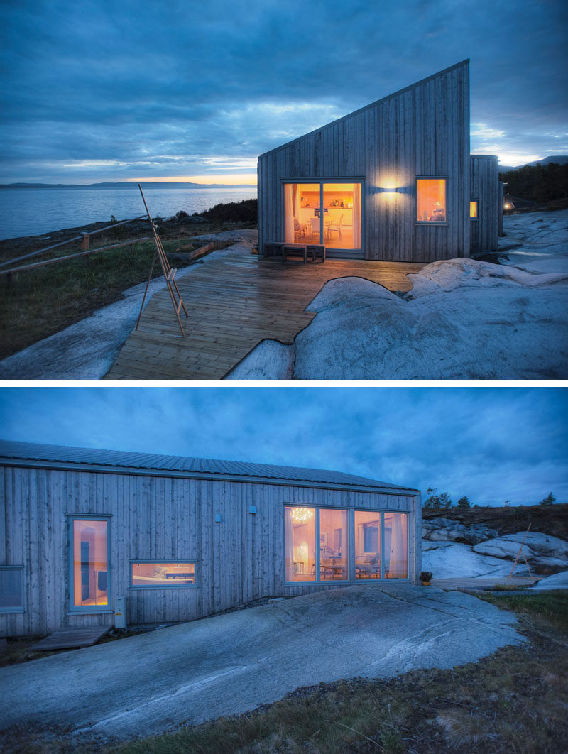 This wooden cabin in Norway was designed to fit in with the surroundings and to avoid interfering with the sensitive terrain.