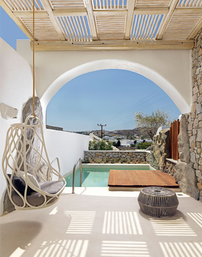 This hotel room in Greece has a private plunge pool.