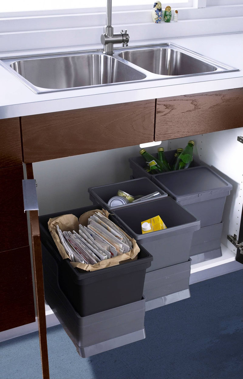 Details about   Pull Out Kitchen Bin Under Sink Dual Bins Cupboard Rubbish Waste Recycling FF 