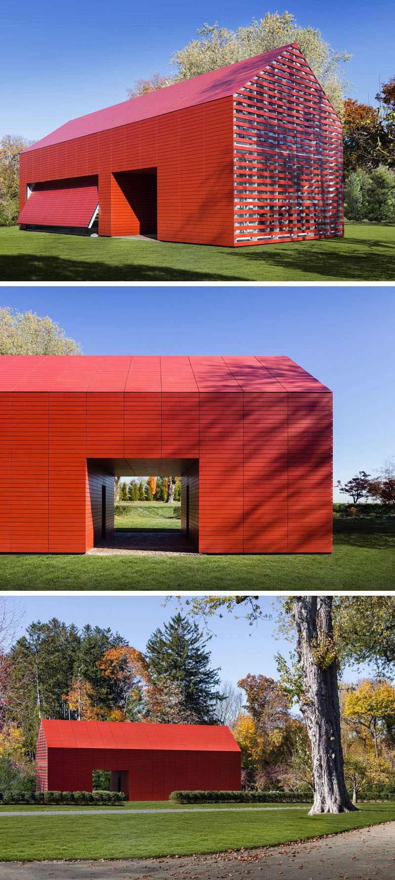 11 Red Houses And Buildings That Aren't Afraid To Make A Statement // This red house has both a living space on the second floor and a studio/workshop on the first floor.