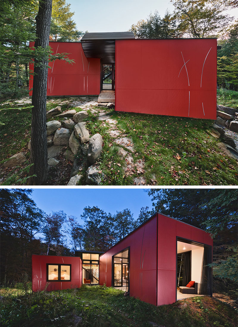 11 Red Houses And Buildings That Aren't Afraid To Make A Statement // This red clad lake-side home serves as a retreat from busy everyday life.