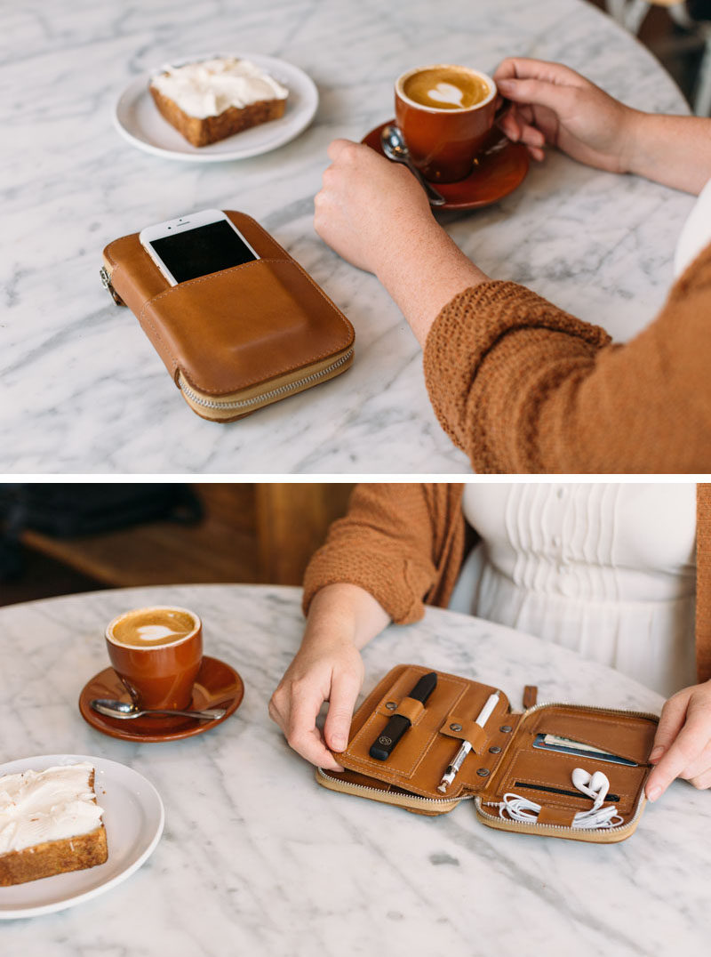 The Ultimate Gift Guide For The Modern Woman (40 Ideas!) // A folio that holds everything from a stylus pen to headphones, to money and her phone will help keep everything in one place when taking a purse out just isn't necessary. #TechGifts #GiftIdeas #CordOrganizer