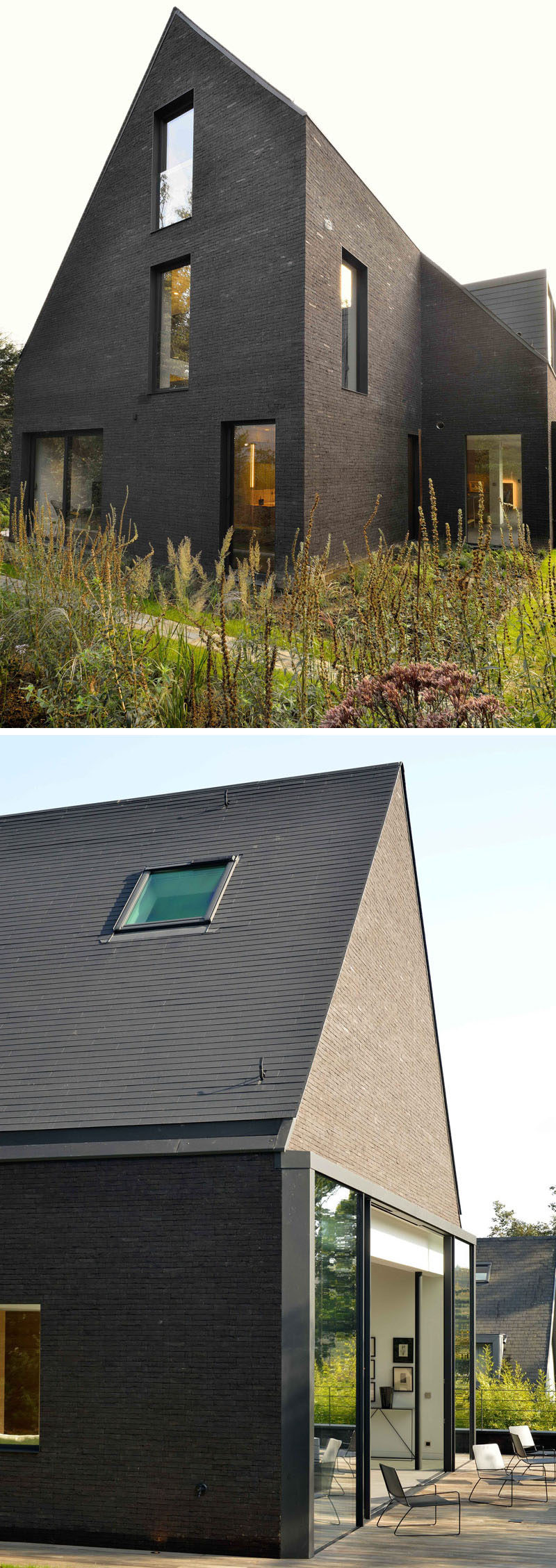 Architecture firm K2A have designed the renovation of a 1960s two-storey brick villa in Brussels, Belgium, which was originally white, and transformed it into this contemporary black house.