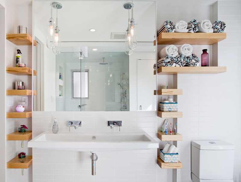 Bathroom Design Idea - Extra Large Sinks Or Trough Sinks (20 Pictures) // This trough sink replaces the countertop and lets two people get ready comfortably at the same time.