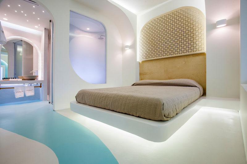 Hotel Room Design Ideas To Use In Your Own Bedroom // Create the illusion of a floating bed.