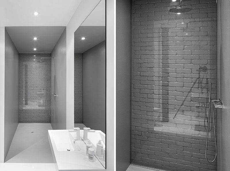 Bathroom Design Idea - Use Glass To Cover An Original Brick Wall In The Bathroom So You Can Still Enjoy It